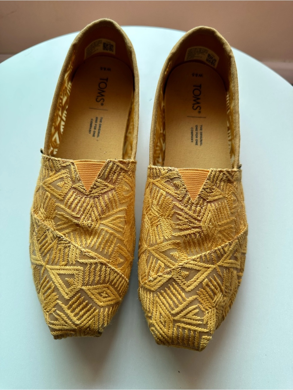 Toms Yellow Mustard Embroidered Slip-On Flats